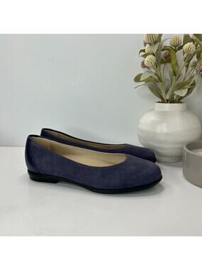 SAS Scenic Ballet Flat Leather Comfort Shoes Navy G8341631 Women's 6.5 M NWOB